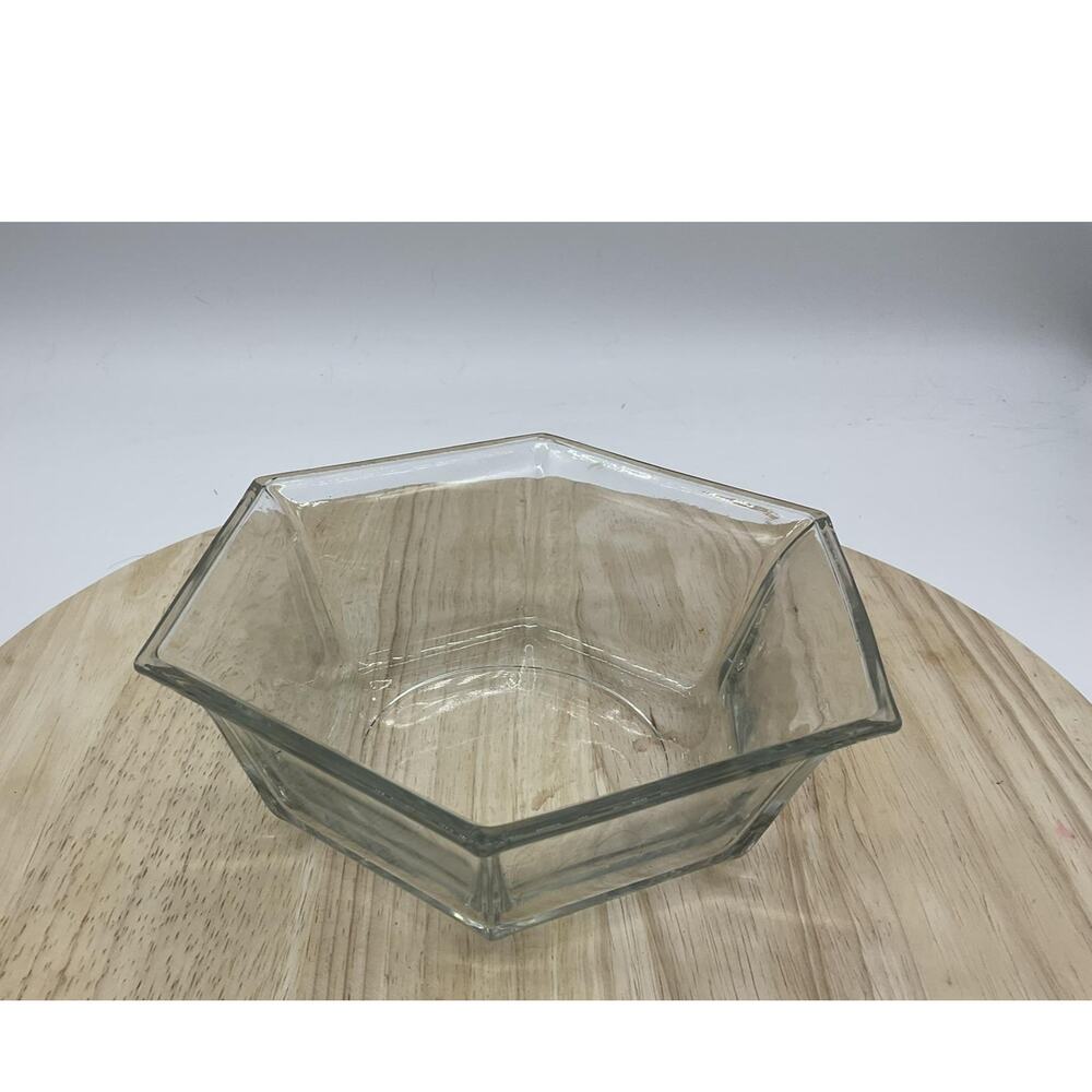 Clear Glass Pentagon Bowl 5-Sided Geometric Serving Centerpiece Modern Decor‎